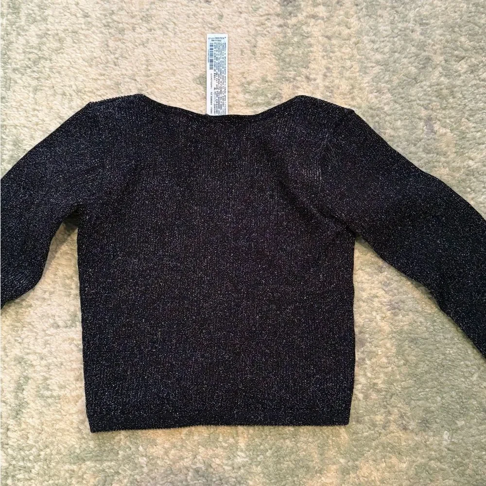 Black Sparkly Long Sleeve Crop Top from Zara